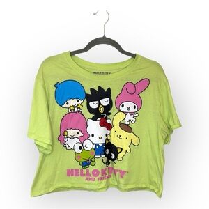 Hello Kitty Sanrio Friends Lime Green Cropped Tee Y2K Kawaii Graphic XXL
